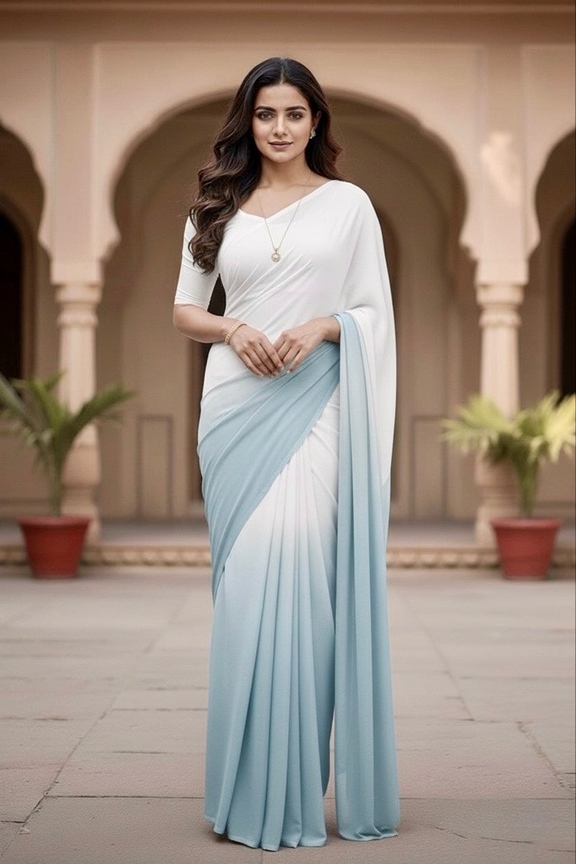 Gradient Mulberry Silk Chiffon Sarees