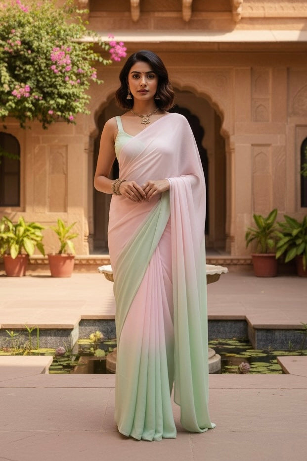 Gradient Mulberry Silk Chiffon Sarees