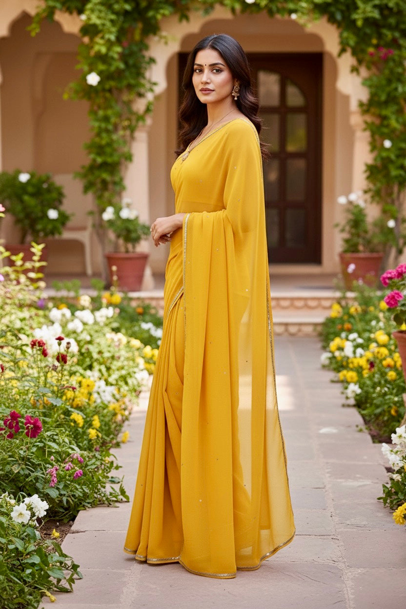 Shades of Yellow Sequins Spread & Border