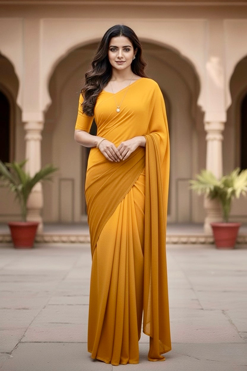 Gradient Mulberry Silk Chiffon Sarees