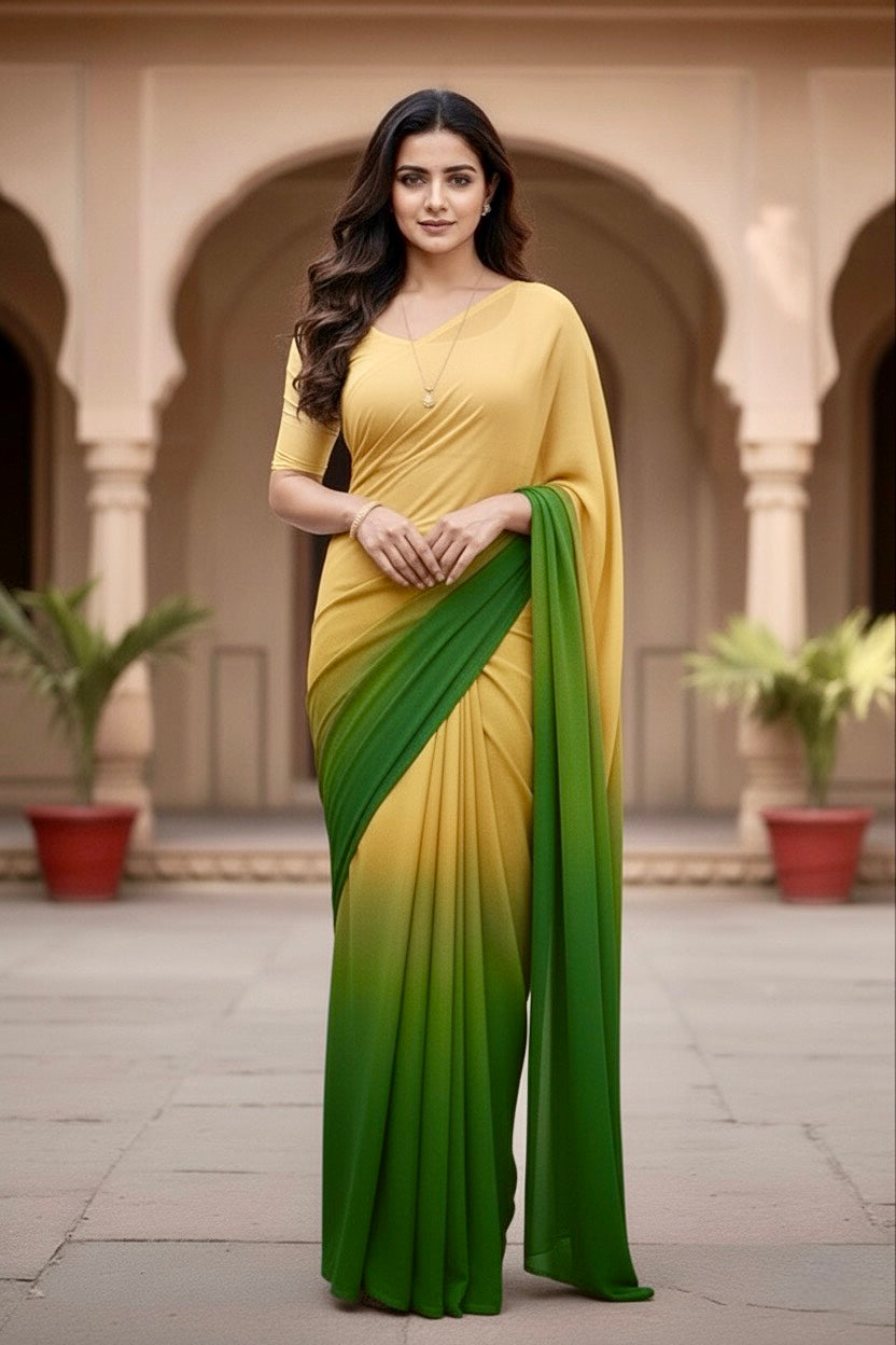 Gradient Mulberry Silk Chiffon Sarees