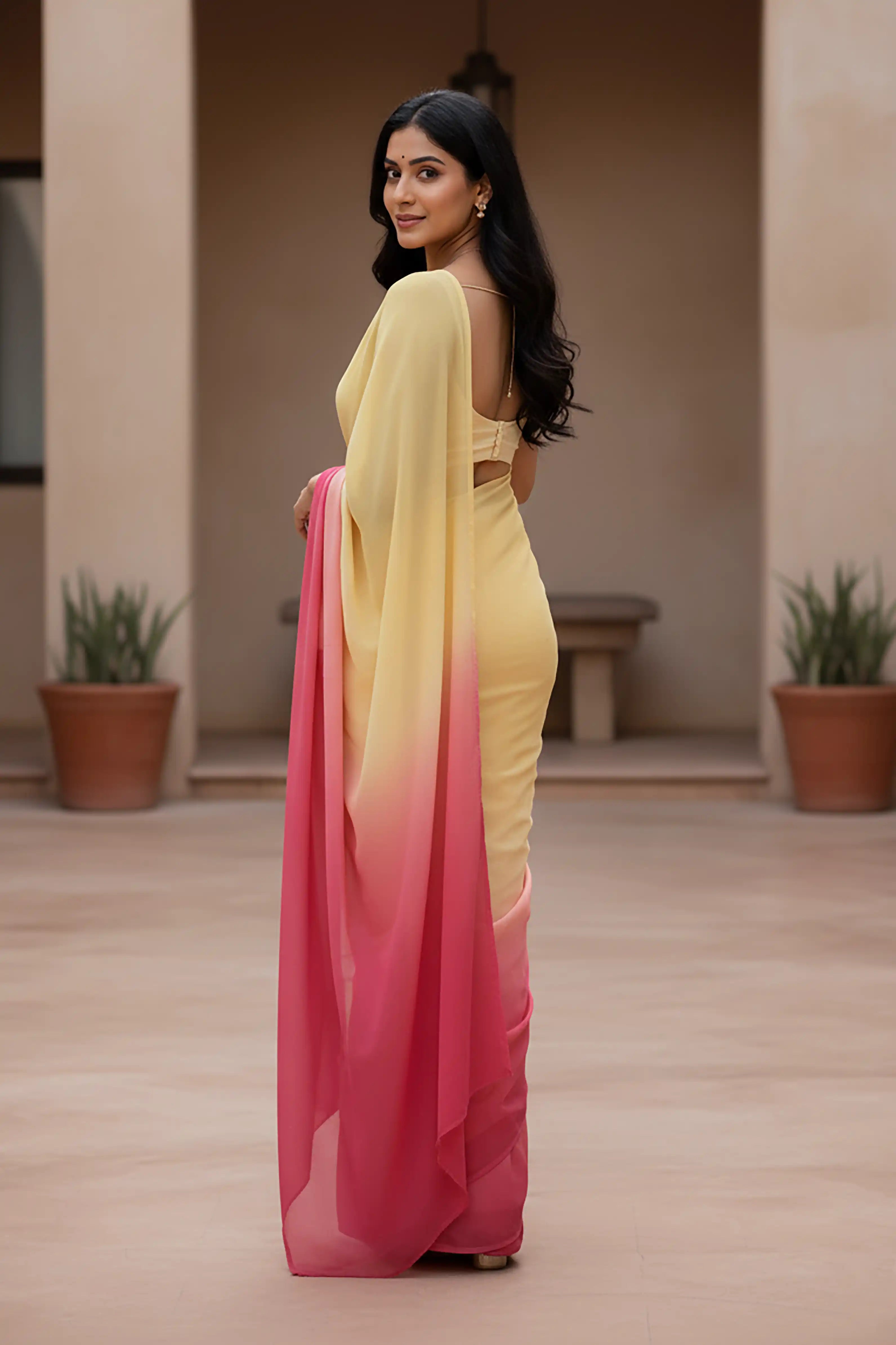 Gradient Mulberry Silk Chiffon Sarees