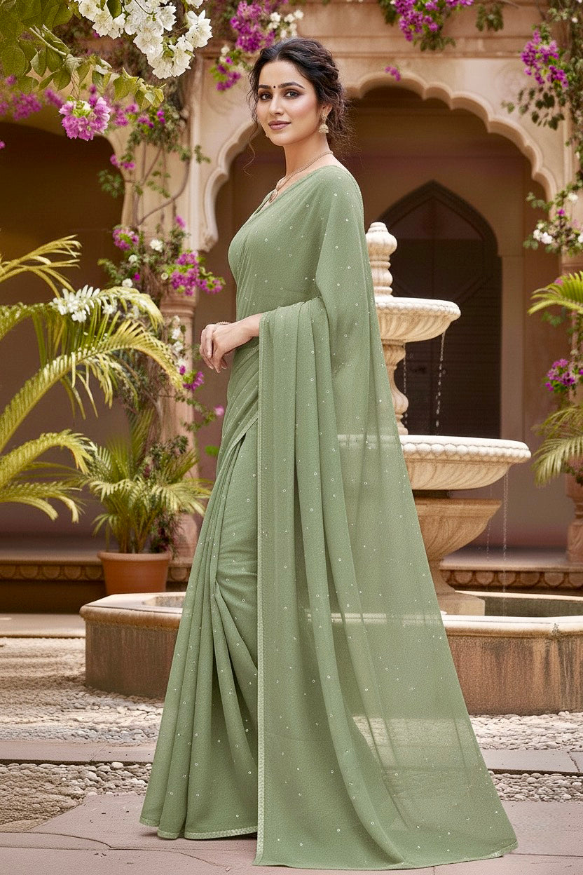 Shades of Green Sequins Spread