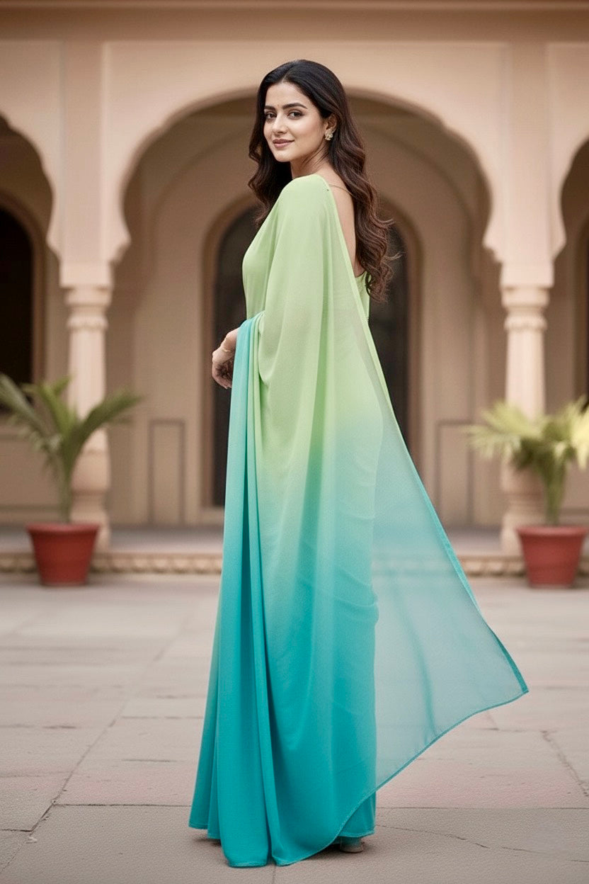 Gradient Mulberry Silk Chiffon Sarees