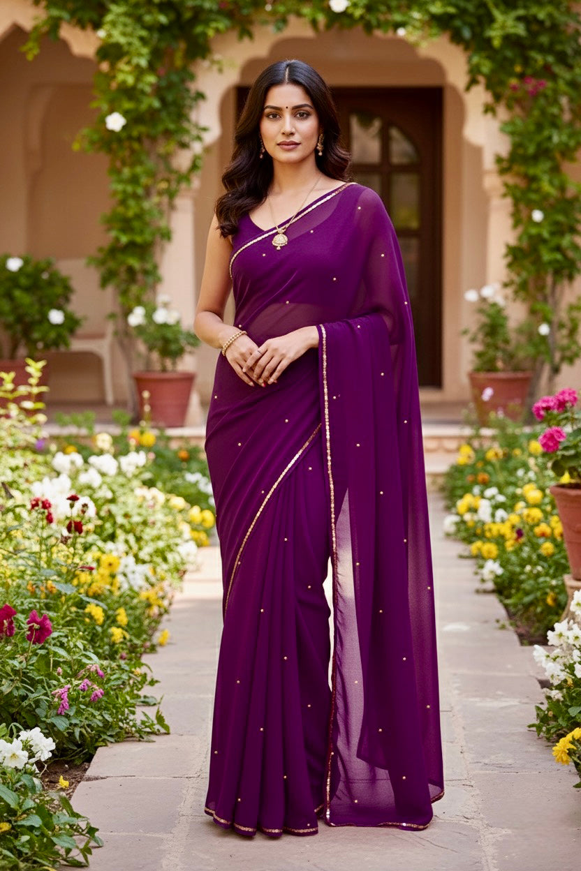 Shades of Purple Sequins Spread & Border