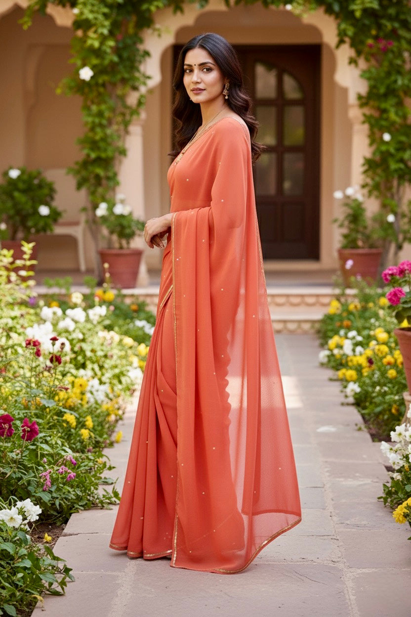 Shades of Orange Sequins Spread & Border