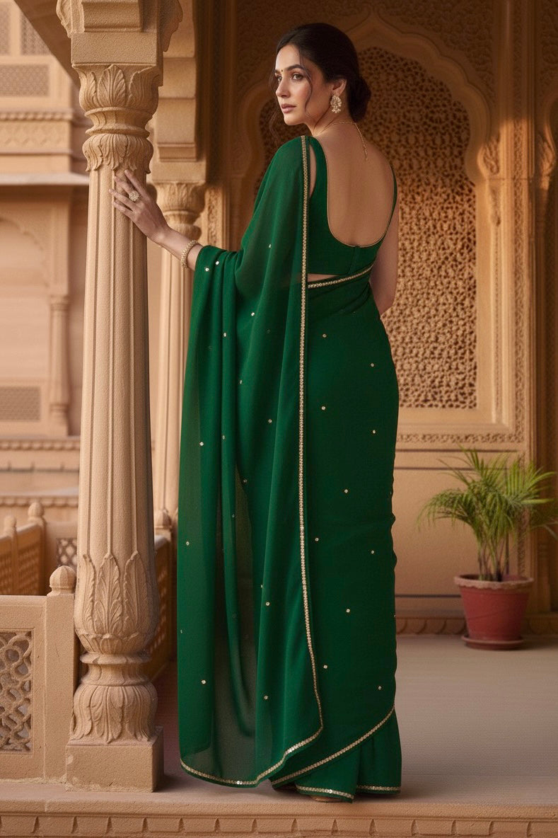 Shades of Green Sequins Spread & Border