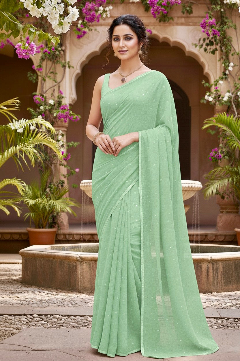 Shades of Green Sequins Spread