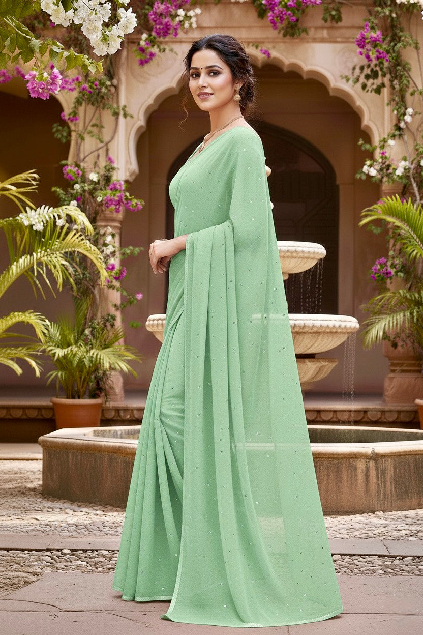 Shades of Green Sequins Spread