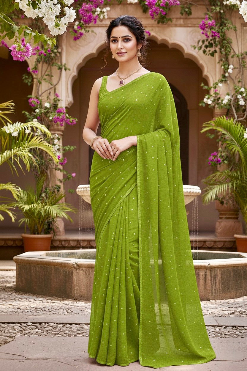 Shades of Green Sequins Spread