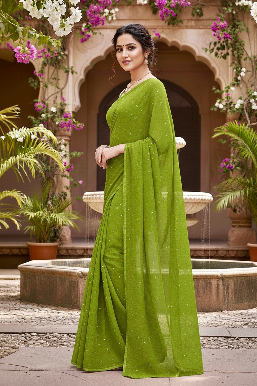 Shades of Green Sequins Spread