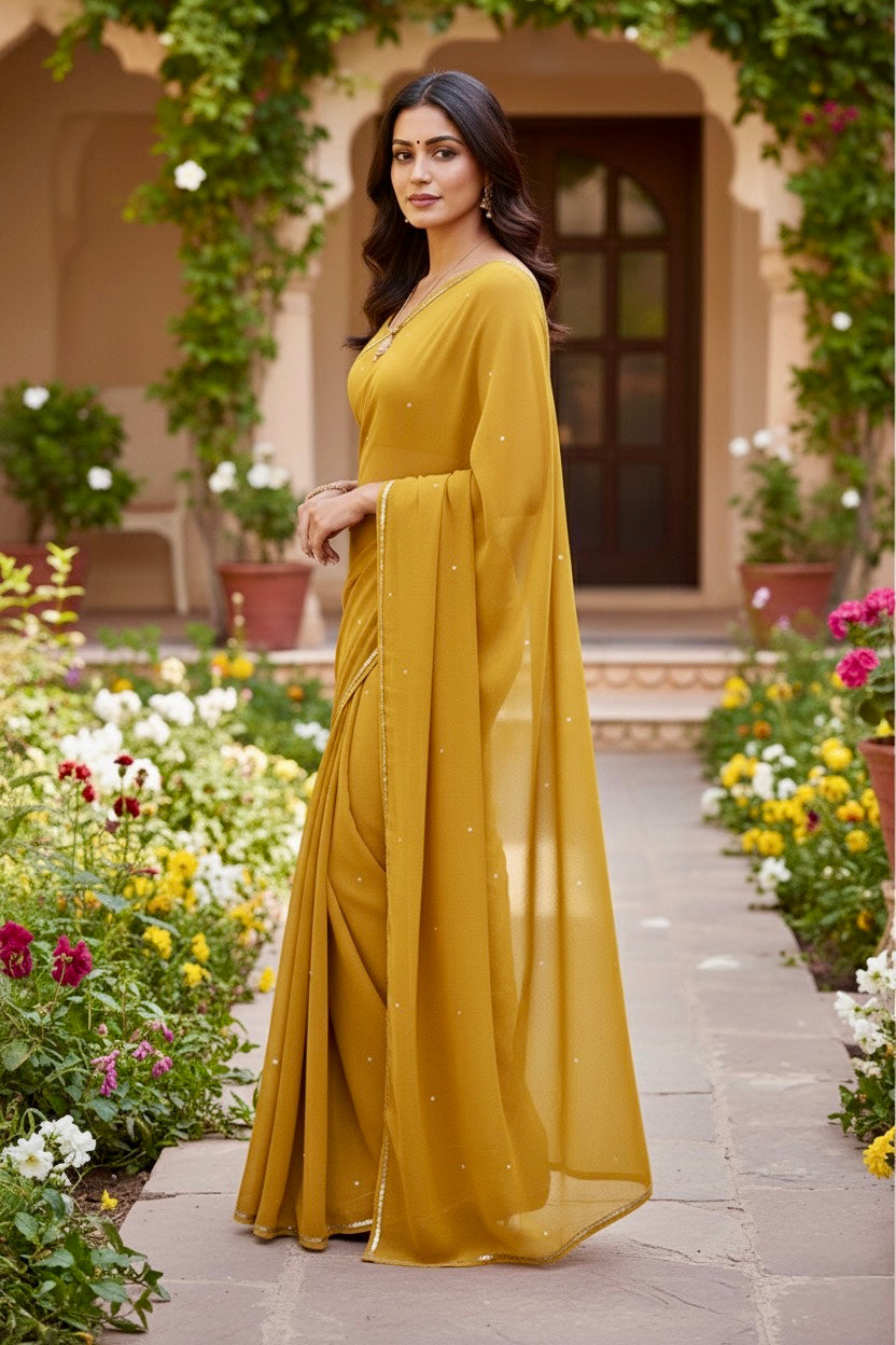Shades of Yellow Sequins Spread & Border