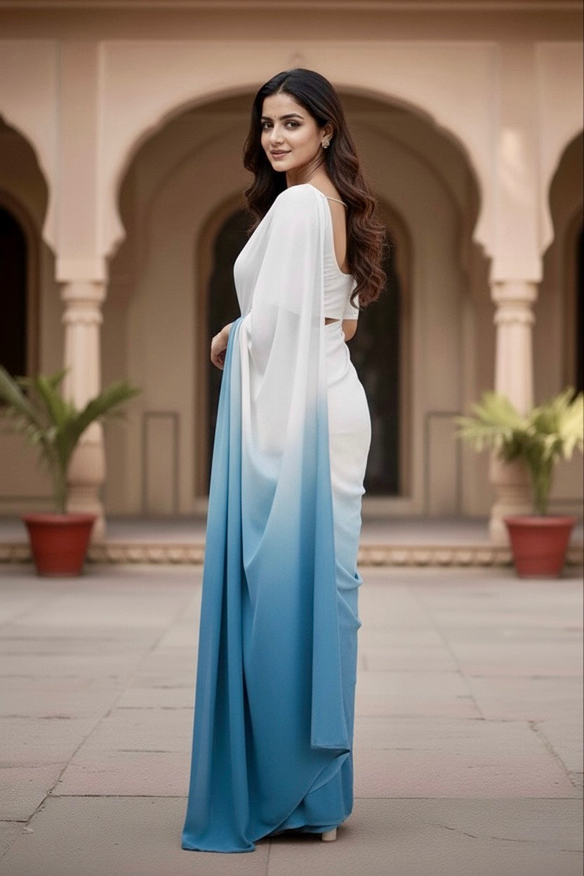 Gradient Mulberry Silk Chiffon Sarees