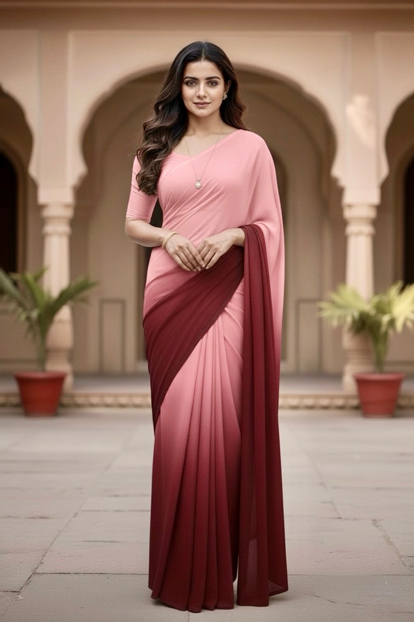 Gradient Mulberry Silk Chiffon Sarees
