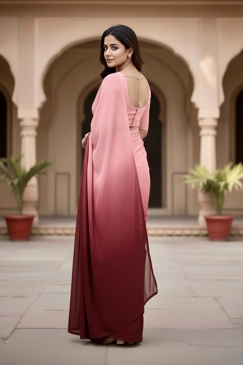 Gradient Mulberry Silk Chiffon Sarees