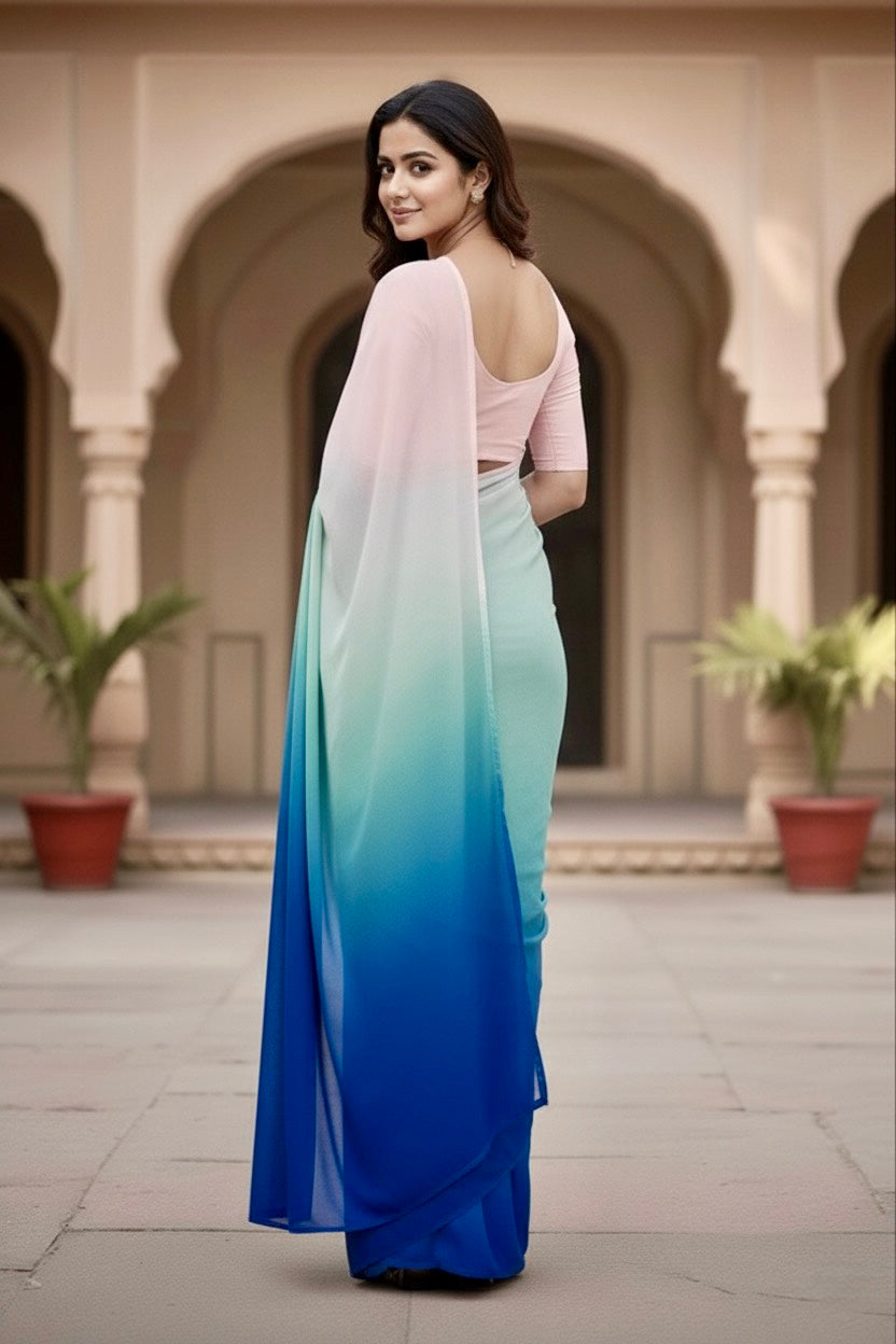 Gradient Mulberry Silk Chiffon Sarees
