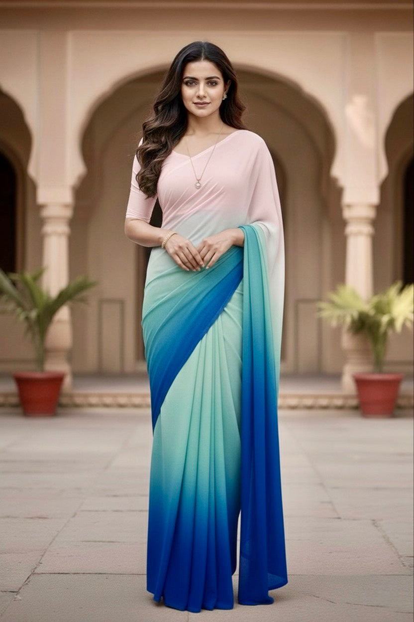 Gradient Mulberry Silk Chiffon Sarees