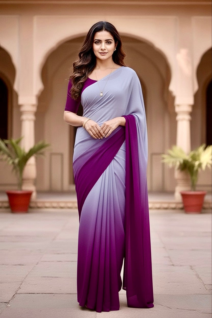 Gradient Mulberry Silk Chiffon Sarees