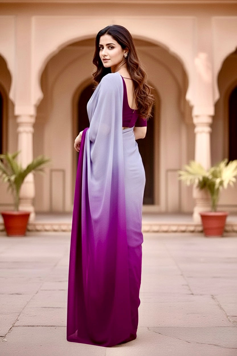 Gradient Mulberry Silk Chiffon Sarees