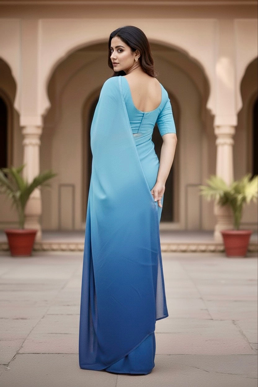 Gradient Mulberry Silk Chiffon Sarees