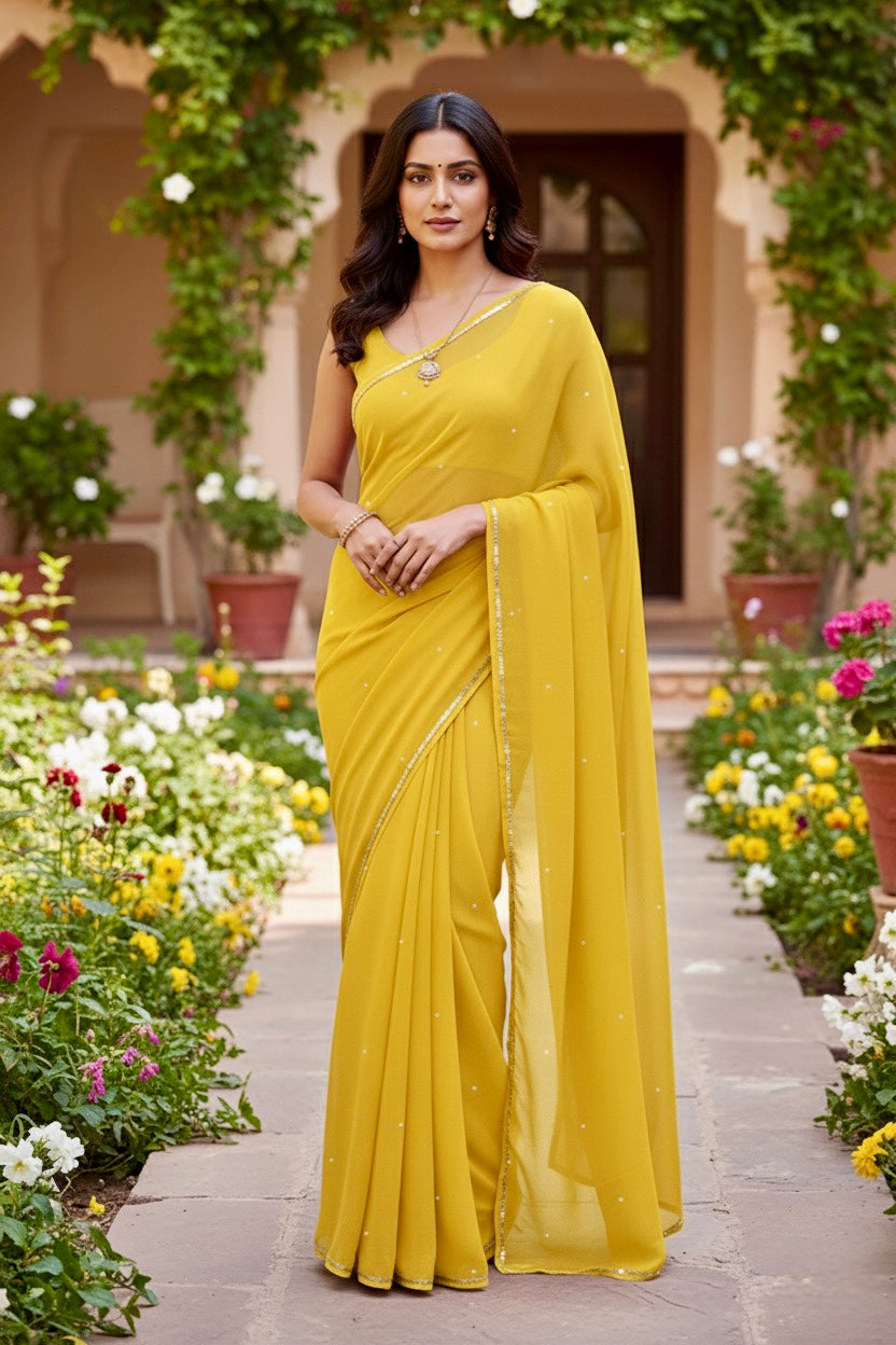 Shades of Yellow Sequins Spread & Border