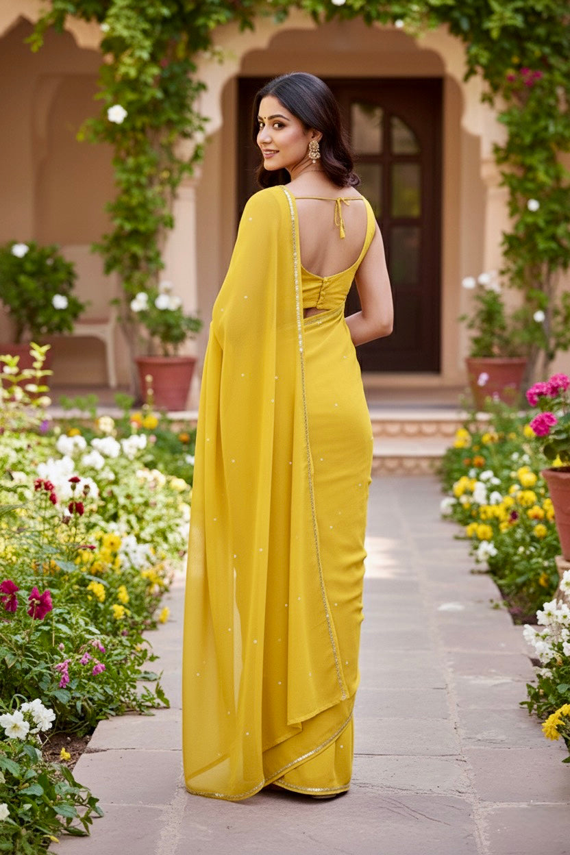 Shades of Yellow Sequins Spread & Border