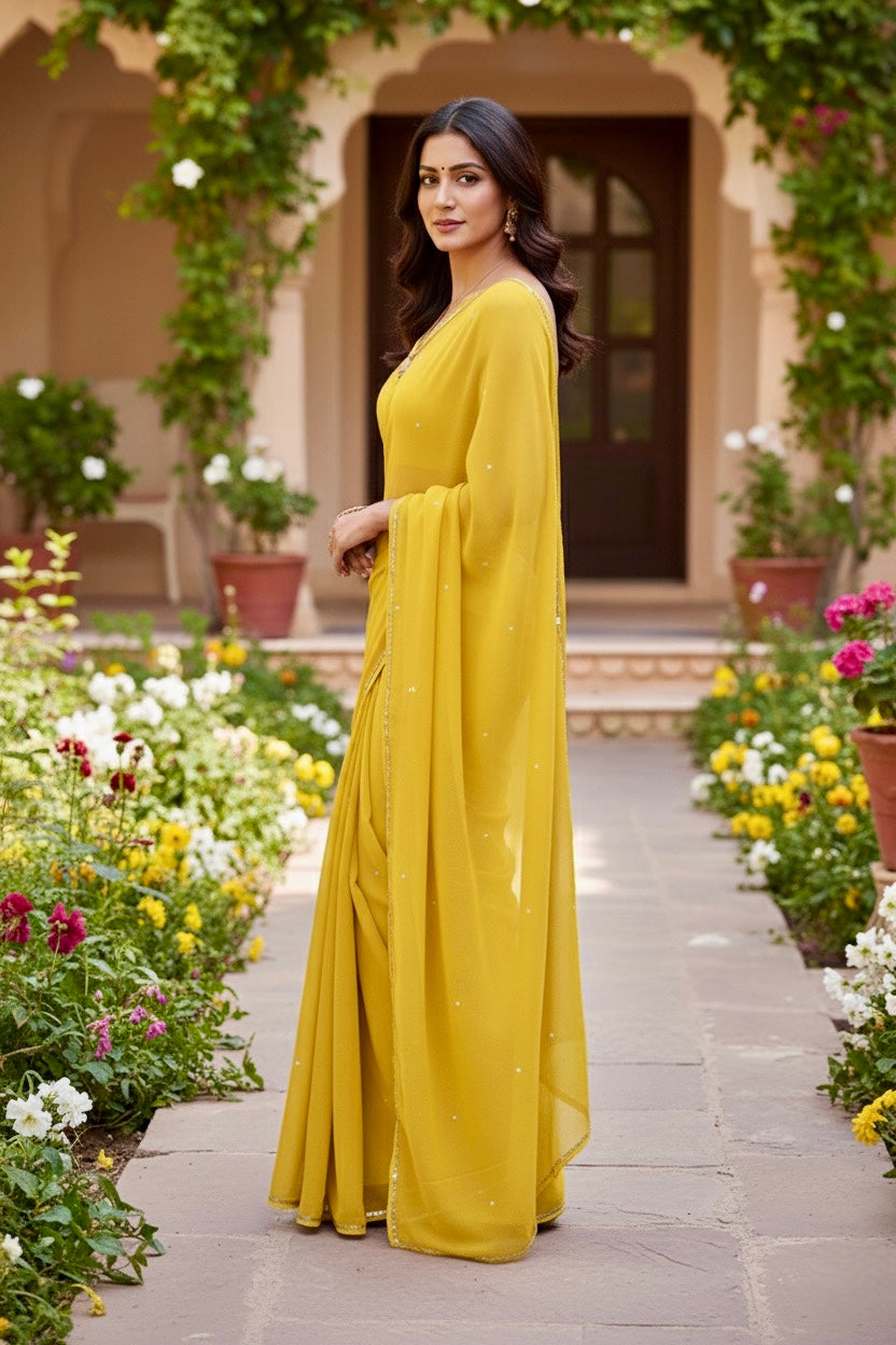 Shades of Yellow Sequins Spread & Border