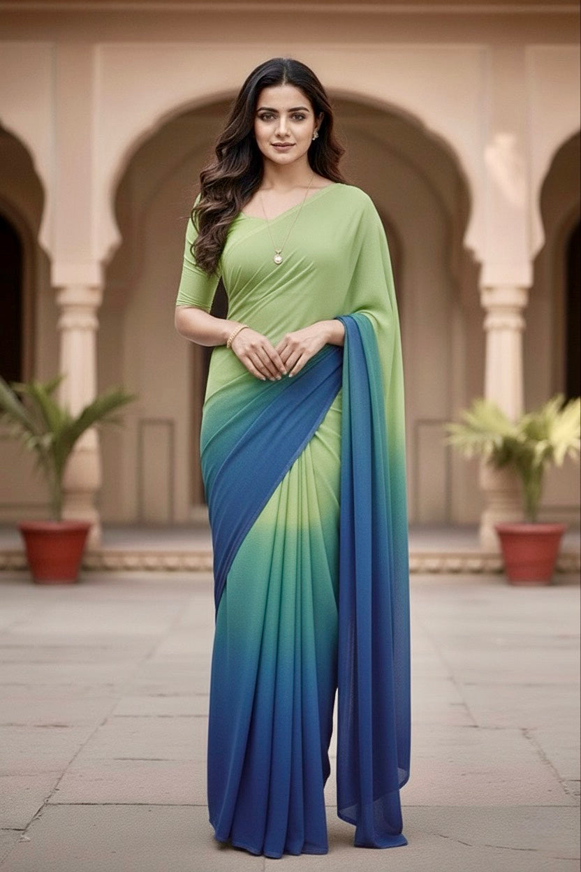 Gradient Mulberry Silk Chiffon Sarees