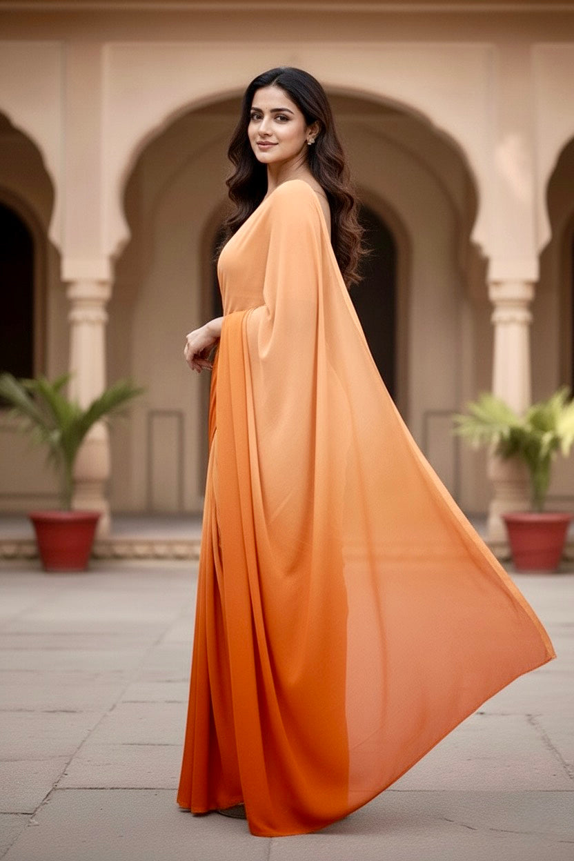 Gradient Mulberry Silk Chiffon Sarees