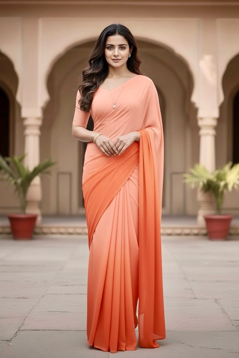 Gradient Mulberry Silk Chiffon Sarees