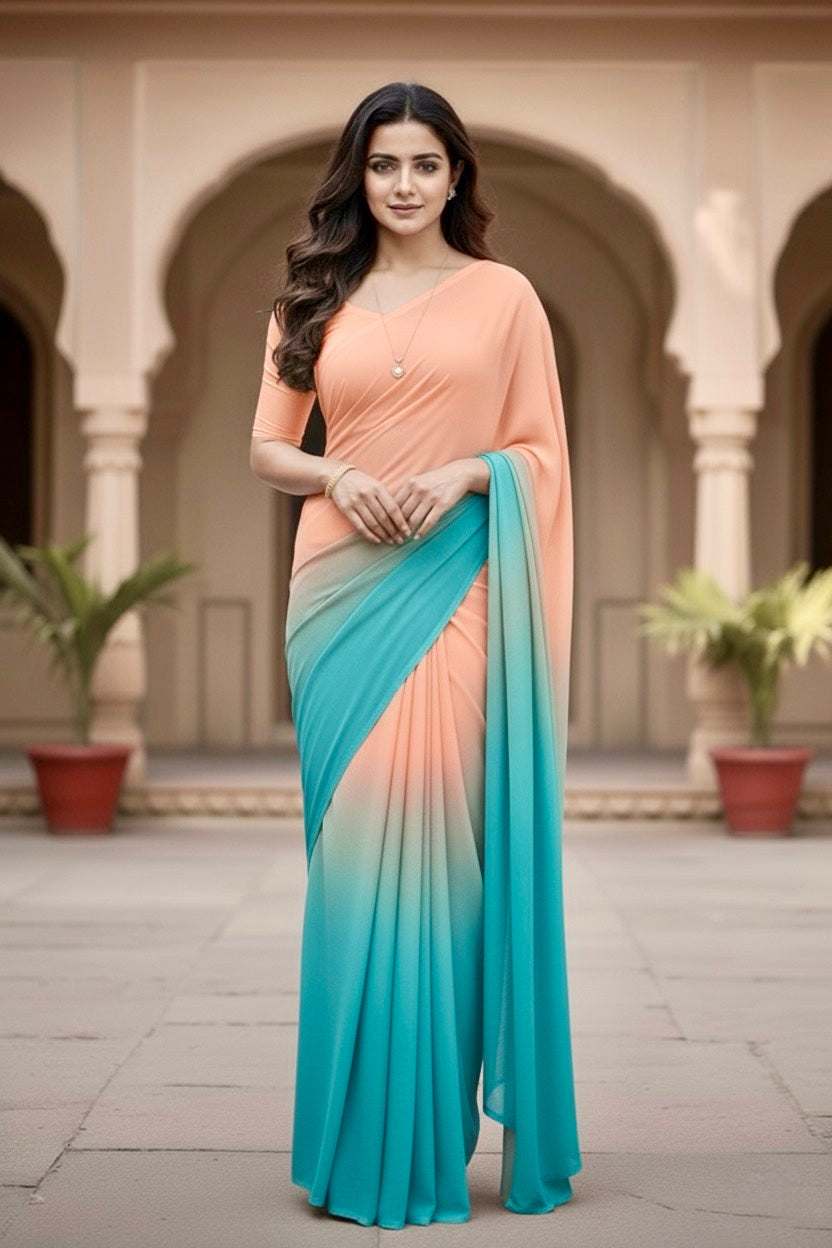 Gradient Mulberry Silk Chiffon Sarees