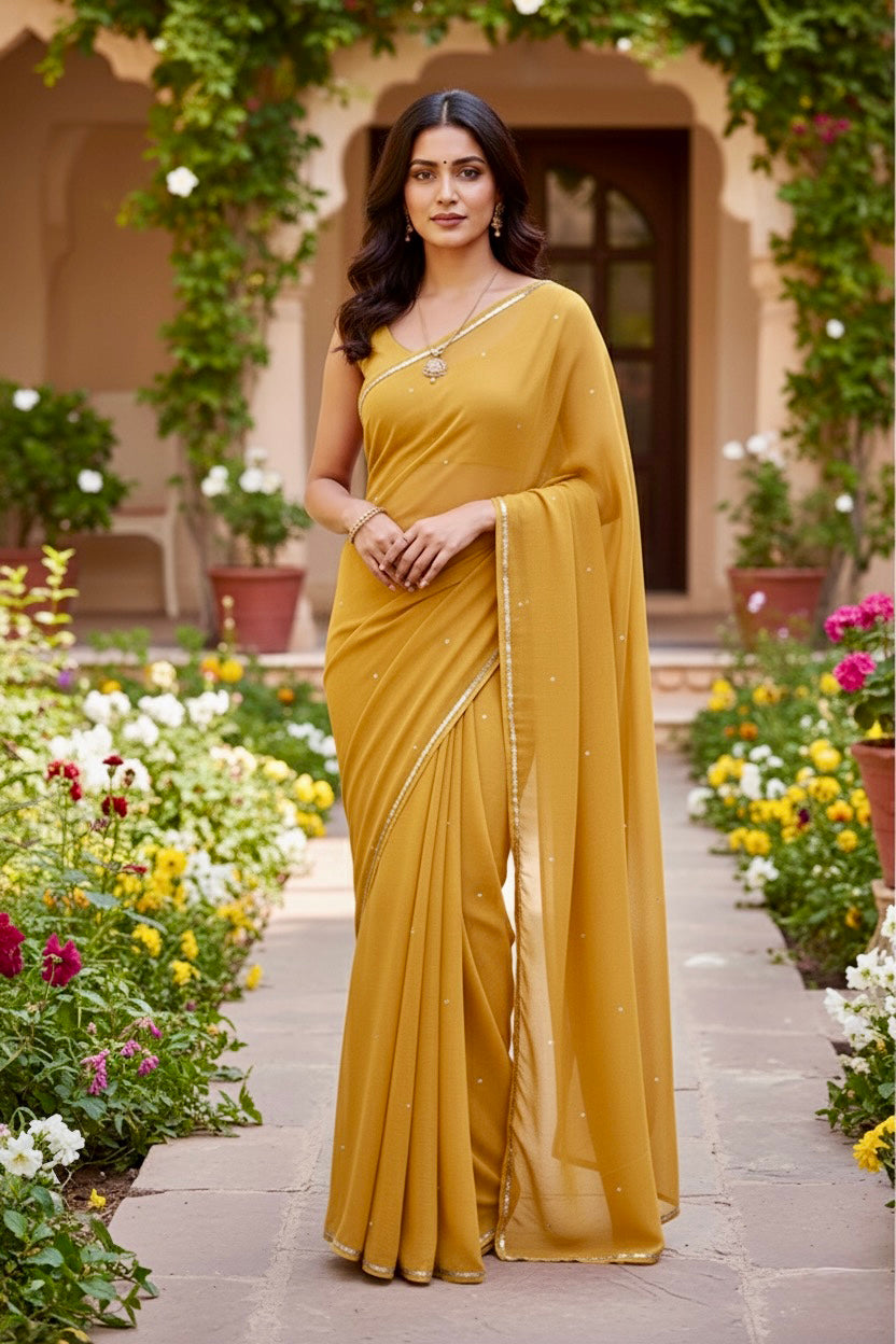 Shades of Yellow Sequins Spread & Border
