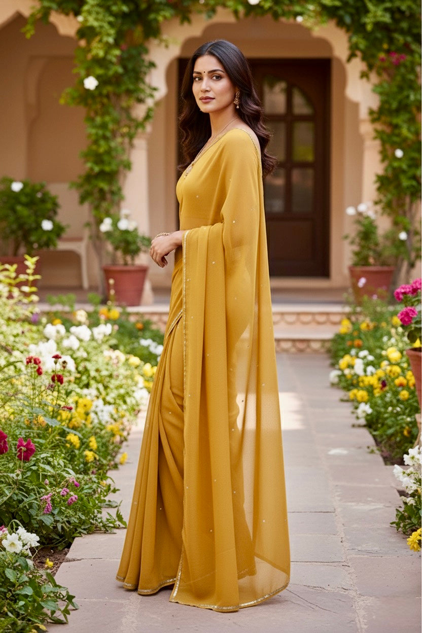 Shades of Yellow Sequins Spread & Border