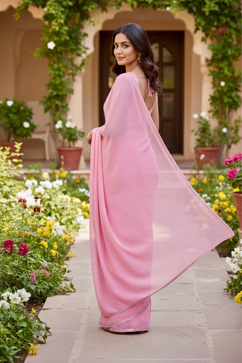 Shades of Pink Sequins Spread & Border