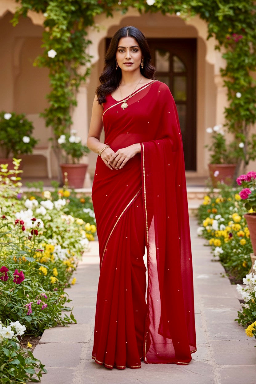 Shades of Red Sequins Spread & Border