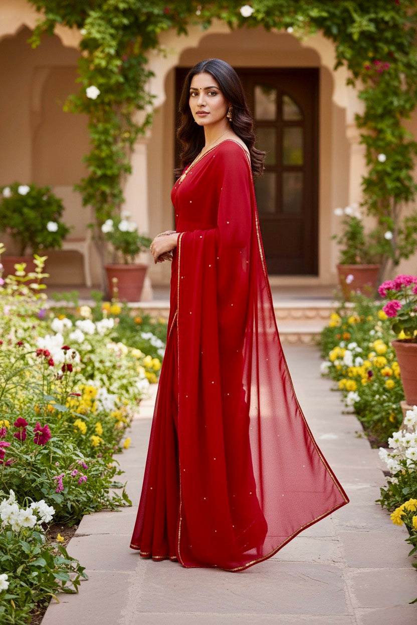 Shades of Red Sequins Spread & Border