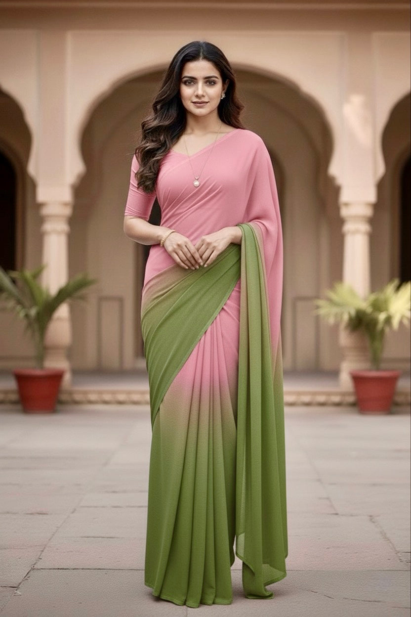 Gradient Mulberry Silk Chiffon Sarees