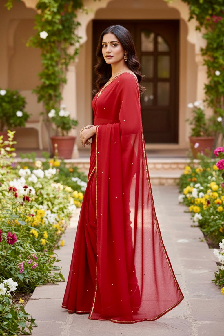 Shades of Red Sequins Spread & Border