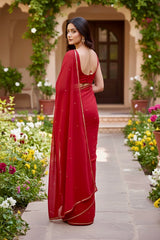 Shades of Red Sequins Spread & Border