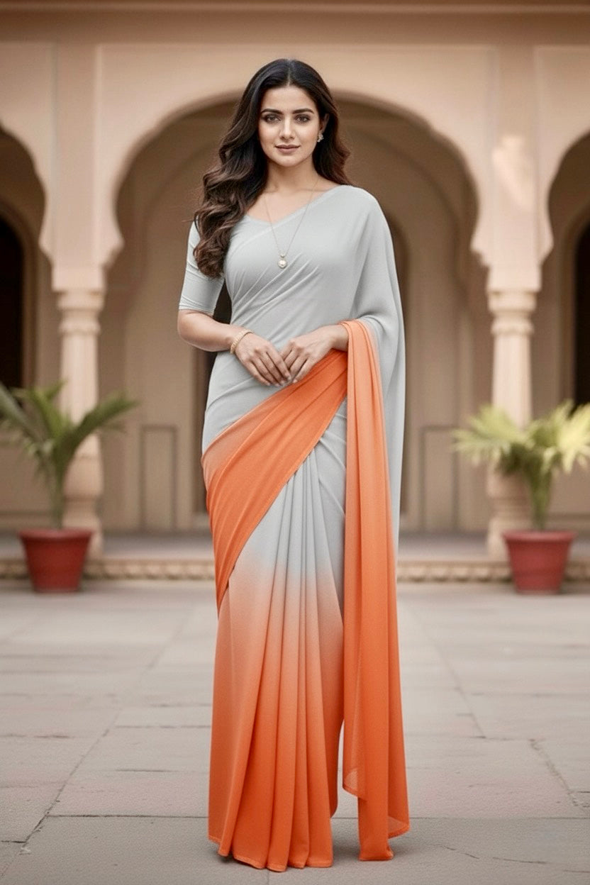 Gradient Mulberry Silk Chiffon Sarees