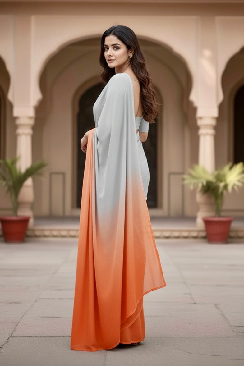 Gradient Mulberry Silk Chiffon Sarees