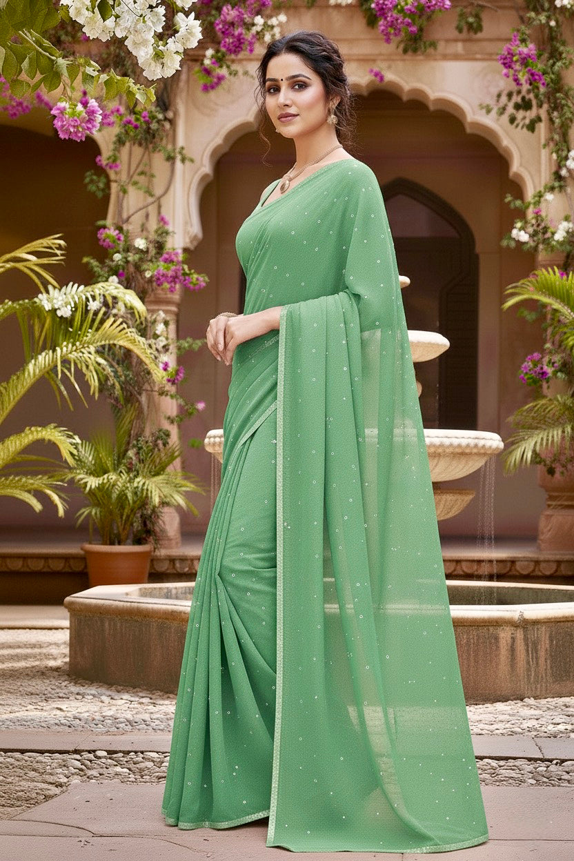 Shades of Green Sequins Spread