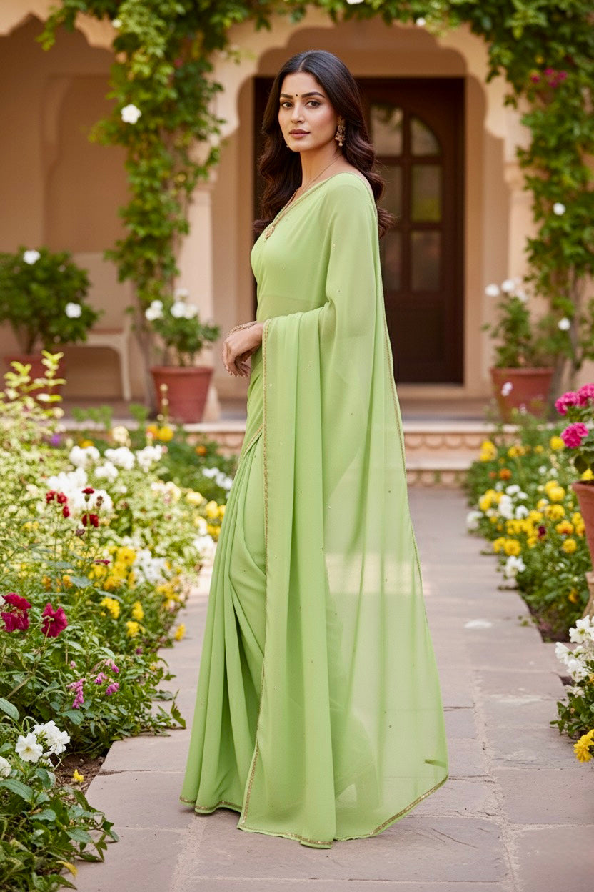 Shades of Green Sequins Spread & Border