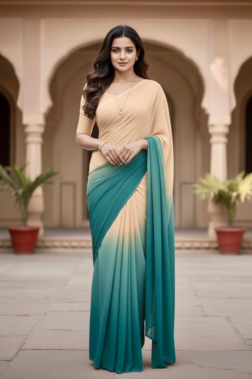 Gradient Mulberry Silk Chiffon Sarees