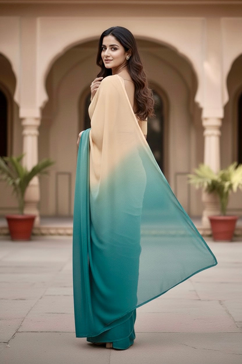 Gradient Mulberry Silk Chiffon Sarees
