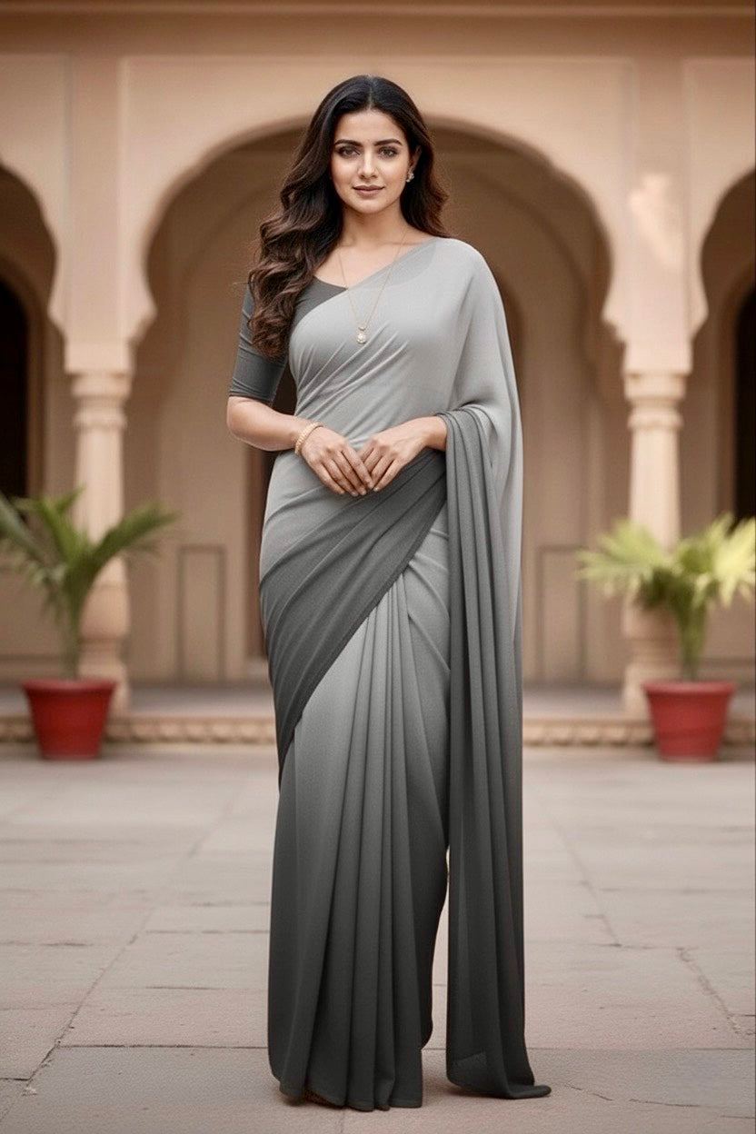 Gradient Mulberry Silk Chiffon Sarees