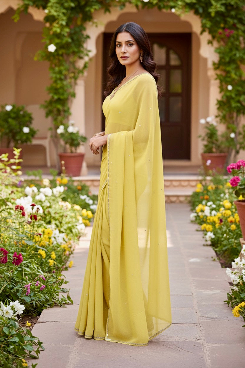 Shades of Yellow Sequins Spread & Border
