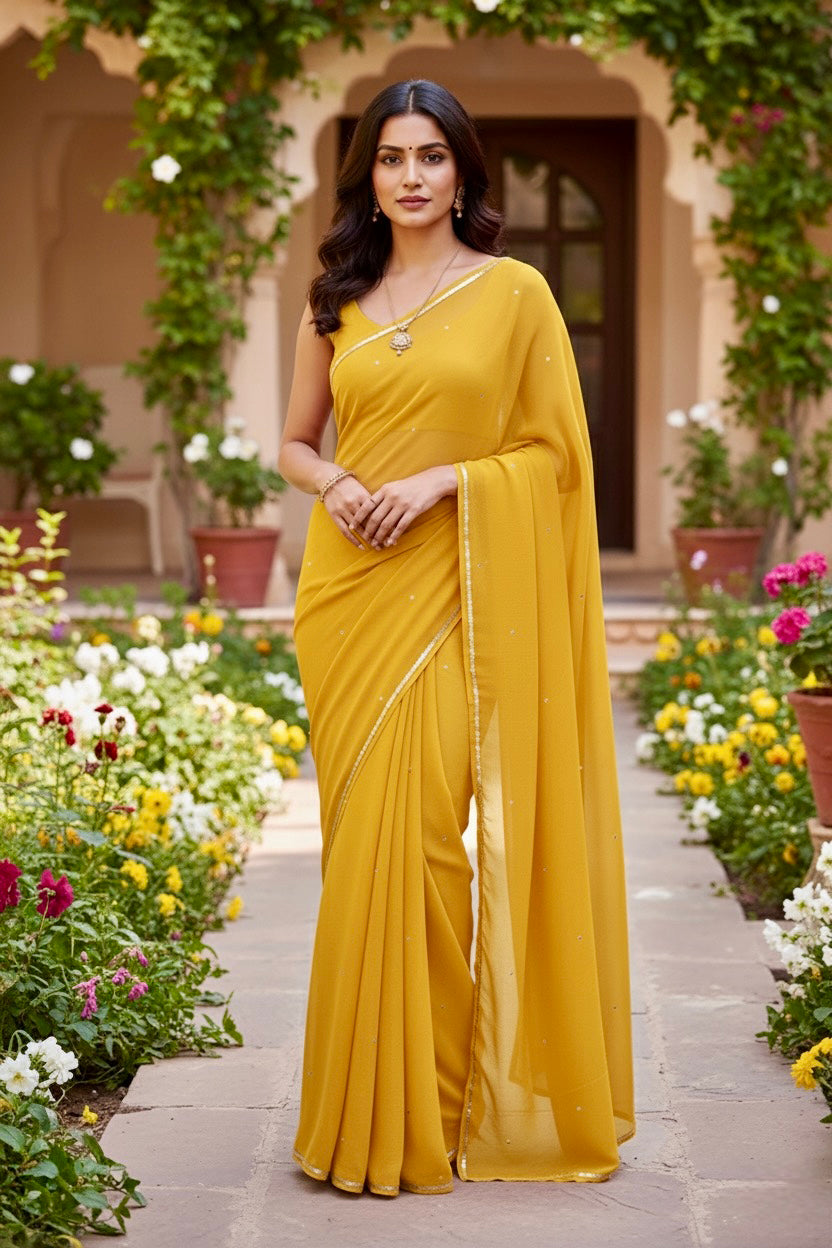 Shades of Yellow Sequins Spread & Border