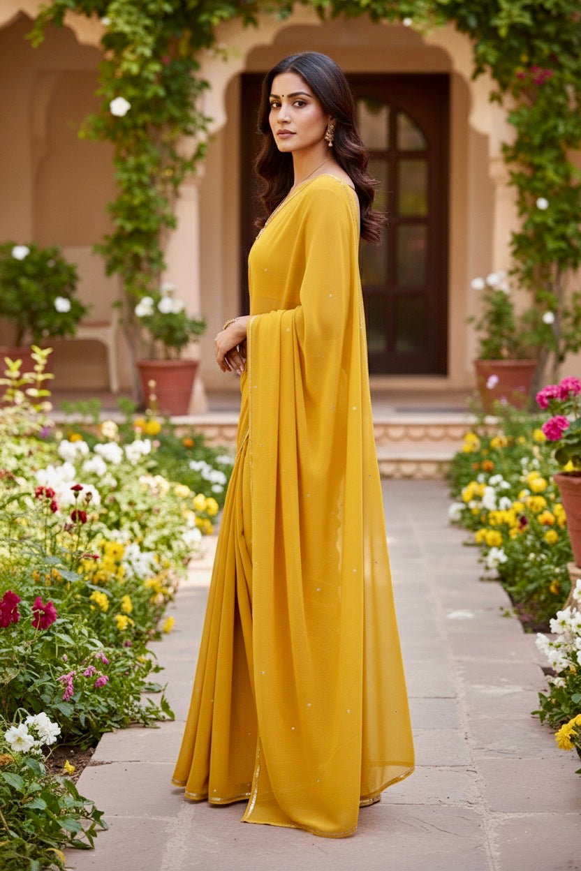 Shades of Yellow Sequins Spread & Border