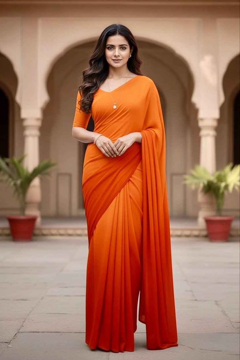 Gradient Mulberry Silk Chiffon Sarees